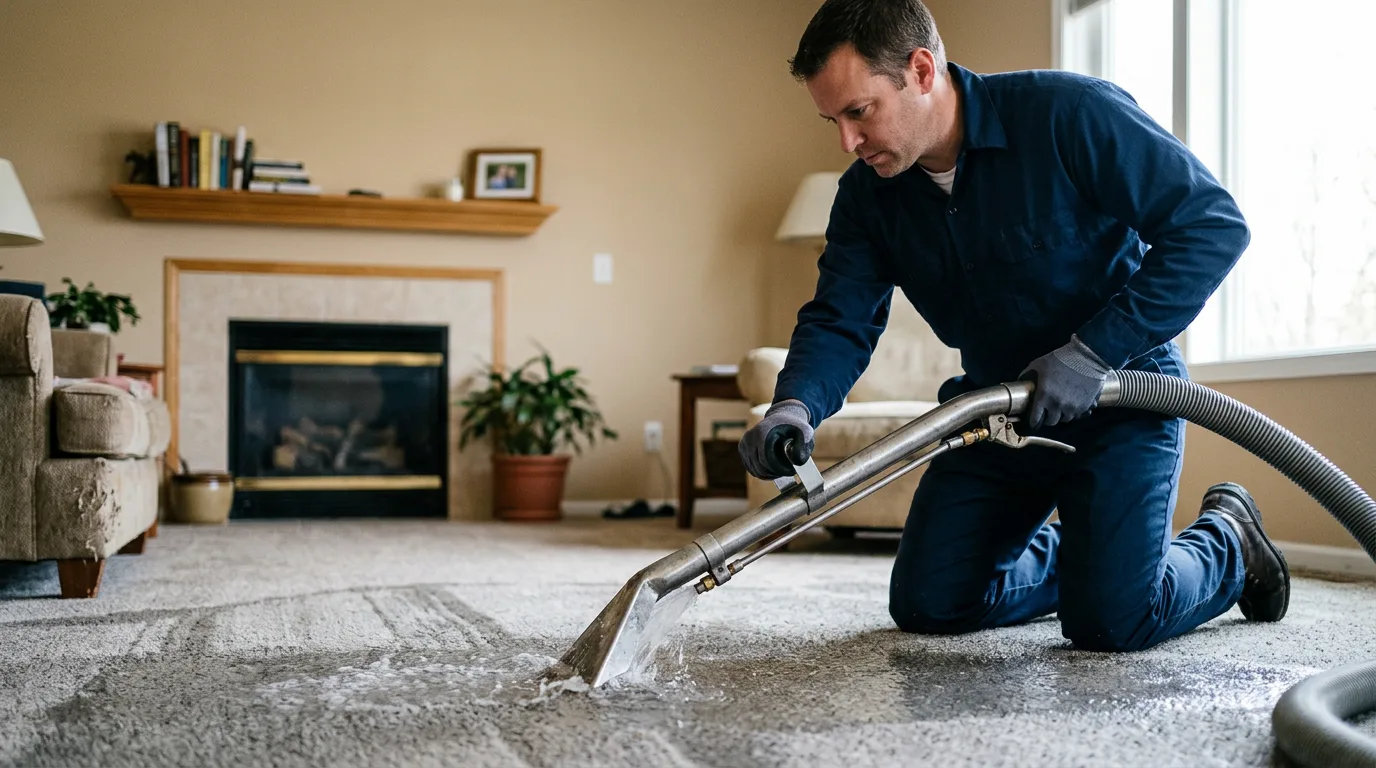 Water damage restoration technician working near South Hill, VA